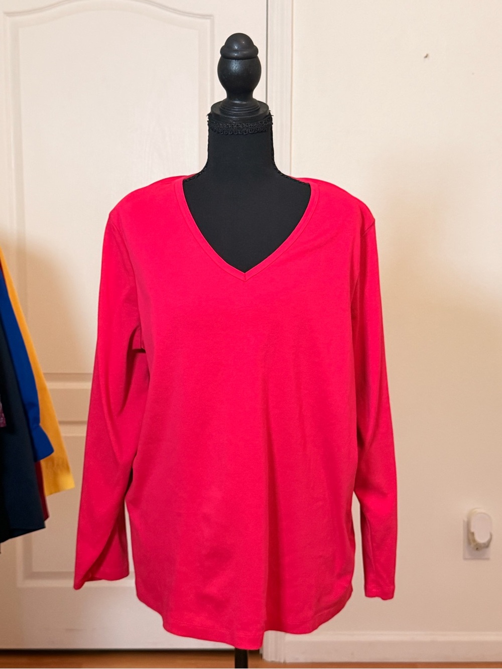 Lands’ End Pink V Neck Long Sleeve Cotton Top Plus Size 2X